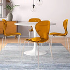 Stackable Plastic Dining Chair with Chrome Legs Set of 4 Transparent Accent Side Chair for Indoor and Outdoor