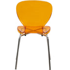 Stackable Plastic Dining Chair with Chrome Legs Set of 4 Transparent Accent Side Chair for Indoor and Outdoor