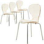 Stackable Plastic Dining Chair with Chrome Legs Set of 4 Transparent Accent Side Chair for Indoor and Outdoor