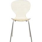 Stackable Plastic Dining Chair with Chrome Legs Set of 4 Transparent Accent Side Chair for Indoor and Outdoor
