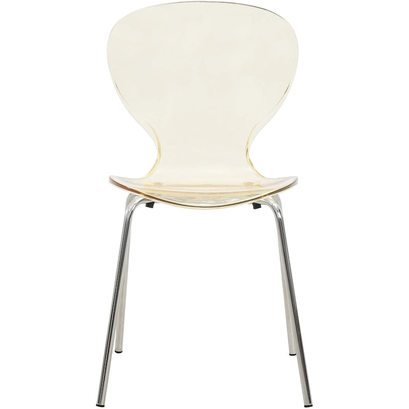 Stackable Plastic Dining Chair with Chrome Legs Set of 4 Transparent Accent Side Chair for Indoor and Outdoor
