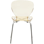 Stackable Plastic Dining Chair with Chrome Legs Set of 4 Transparent Accent Side Chair for Indoor and Outdoor