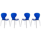 Stackable Plastic Dining Chair with Chrome Legs Set of 4 Transparent Accent Side Chair for Indoor and Outdoor