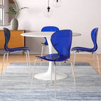 Stackable Plastic Dining Chair with Chrome Legs Set of 4 Transparent Accent Side Chair for Indoor and Outdoor