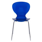 Stackable Plastic Dining Chair with Chrome Legs Set of 4 Transparent Accent Side Chair for Indoor and Outdoor