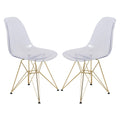Cresco Plastic Dining Side Chair with Eiffel Base in Gold Set of 2 by LeisureMod