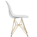 Cresco Kunststoff-Esszimmerstuhl mit Seitenlehne und Eiffel-Gestell in Gold, 2er-Set von LeisureMod