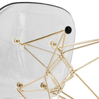 Cresco Kunststoff-Esszimmerstuhl mit Seitenlehne und Eiffel-Gestell in Gold, 2er-Set von LeisureMod