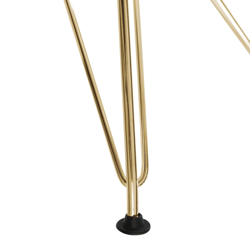 Cresco Kunststoff-Esszimmerstuhl mit Seitenlehne und Eiffel-Gestell in Gold, 2er-Set von LeisureMod