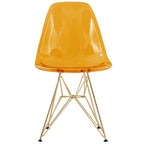Cresco Kunststoff-Esszimmerstuhl mit Seitenlehne und Eiffel-Gestell in Gold, 2er-Set von LeisureMod