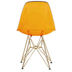 Cresco Kunststoff-Esszimmerstuhl mit Seitenlehne und Eiffel-Gestell in Gold, 2er-Set von LeisureMod