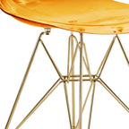 Cresco Kunststoff-Esszimmerstuhl mit Seitenlehne und Eiffel-Gestell in Gold, 2er-Set von LeisureMod