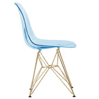 Cresco Kunststoff-Esszimmerstuhl mit Seitenlehne und Eiffel-Gestell in Gold, 2er-Set von LeisureMod