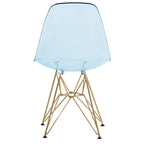 Cresco Kunststoff-Esszimmerstuhl mit Seitenlehne und Eiffel-Gestell in Gold, 2er-Set von LeisureMod