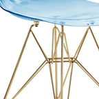 Cresco Kunststoff-Esszimmerstuhl mit Seitenlehne und Eiffel-Gestell in Gold, 2er-Set von LeisureMod