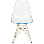 Cresco Kunststoff-Esszimmerstuhl mit Seitenlehne und Eiffel-Gestell in Gold, 2er-Set von LeisureMod