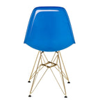 Cresco Kunststoff-Esszimmerstuhl mit Seitenlehne und Eiffel-Gestell in Gold, 2er-Set von LeisureMod