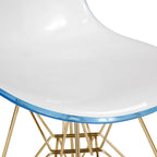 Cresco Kunststoff-Esszimmerstuhl mit Seitenlehne und Eiffel-Gestell in Gold, 2er-Set von LeisureMod