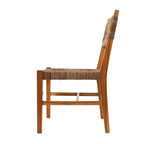 Handgefertigter Akzentsessel aus Teakholz mit Sitzfläche aus geflochtenen Bananenblättern, 2er-Set, hellbraun – Roche River Decor – 23 W x 19 L x 34 H