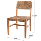 Handgefertigter Akzentsessel aus Teakholz mit Sitzfläche aus geflochtenen Bananenblättern, 2er-Set, hellbraun – Roche River Decor – 23 W x 19 L x 34 H