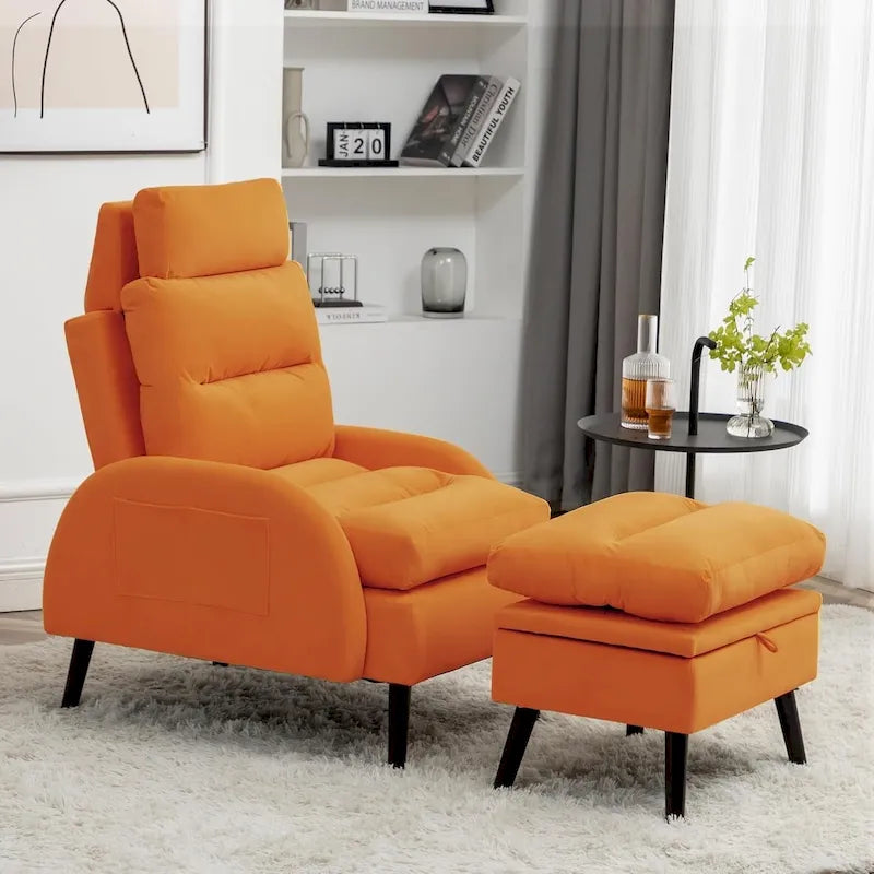 Sillón decorativo tipo lounge HOMYKA con respaldo ajustable y otomana de almacenamiento