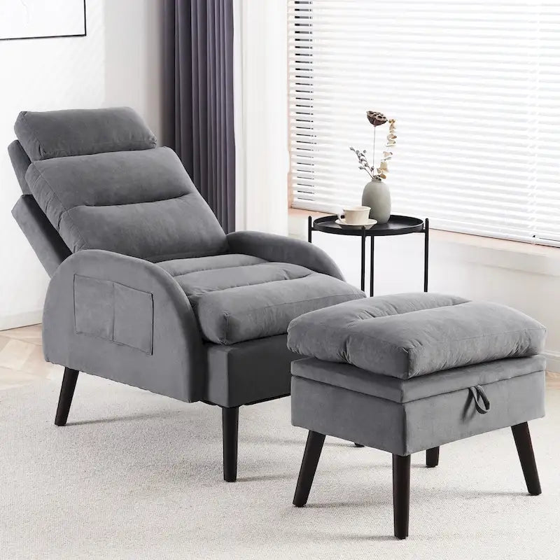 Sillón decorativo tipo lounge HOMYKA con respaldo ajustable y otomana de almacenamiento