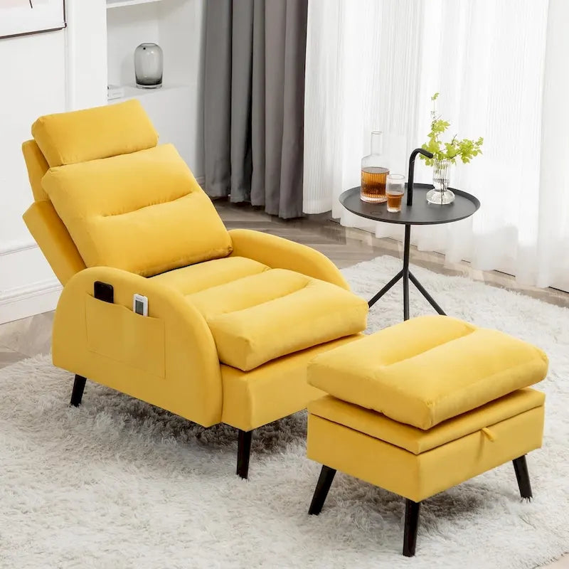 Sillón decorativo tipo lounge HOMYKA con respaldo ajustable y otomana de almacenamiento