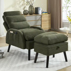 Sillón decorativo tipo lounge HOMYKA con respaldo ajustable y otomana de almacenamiento