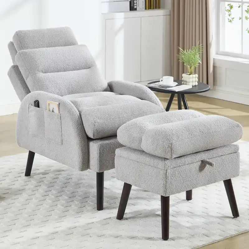 Sillón decorativo tipo lounge HOMYKA con respaldo ajustable y otomana de almacenamiento