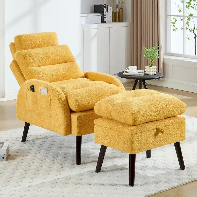Sillón decorativo tipo lounge HOMYKA con respaldo ajustable y otomana de almacenamiento