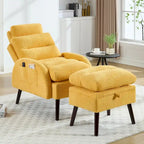 Sillón decorativo tipo lounge HOMYKA con respaldo ajustable y otomana de almacenamiento