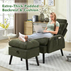 Sillón decorativo tipo lounge HOMYKA con respaldo ajustable y otomana de almacenamiento