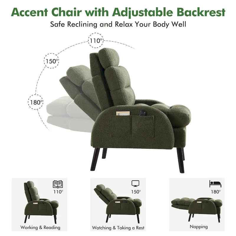 Sillón decorativo tipo lounge HOMYKA con respaldo ajustable y otomana de almacenamiento