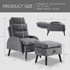 Sillón decorativo tipo lounge HOMYKA con respaldo ajustable y otomana de almacenamiento