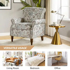 Nyctelius Traditional Polyester Accent Arm Chair with Pattern and Nailhead Trim Set of 2 by HULALA HOME