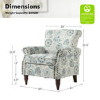 Nyctelius Traditional Polyester Accent Arm Chair with Pattern and Nailhead Trim Set of 2 by HULALA HOME