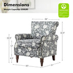Nyctelius Traditional Polyester Accent Arm Chair with Pattern and Nailhead Trim Set of 2 by HULALA HOME