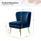 Poltroncina laterale moderna d’accento Monica 22W, imbottita e trapuntata, con gambe dorate, di HULALA HOME