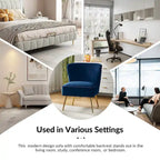 Poltroncina laterale moderna d’accento Monica 22W, imbottita e trapuntata, con gambe dorate, di HULALA HOME