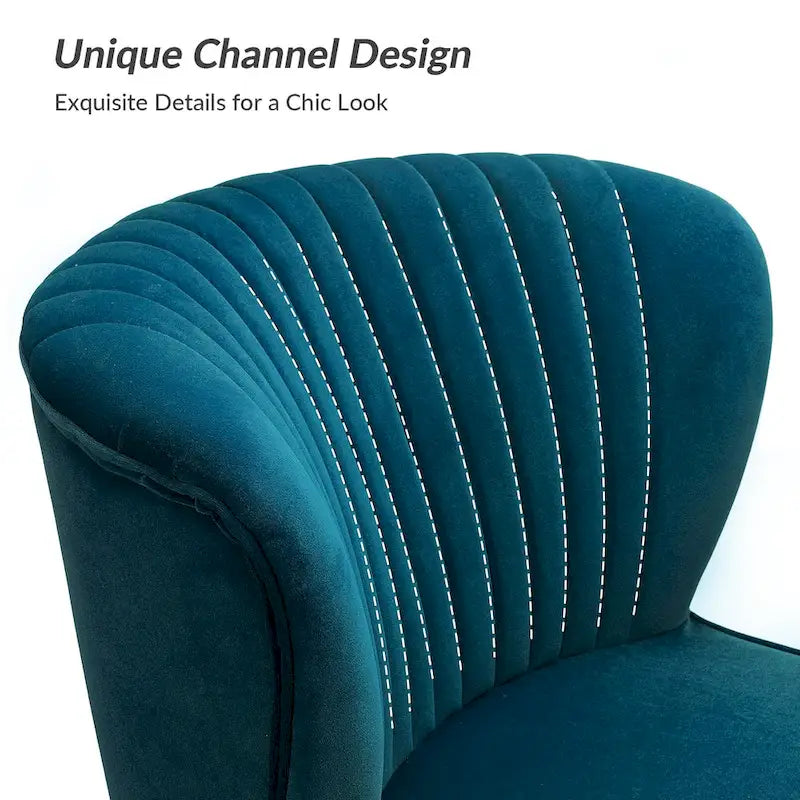 Poltroncina laterale moderna d’accento Monica 22W, imbottita e trapuntata, con gambe dorate, di HULALA HOME