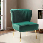 Poltroncina laterale moderna d’accento Monica 22W, imbottita e trapuntata, con gambe dorate, di HULALA HOME