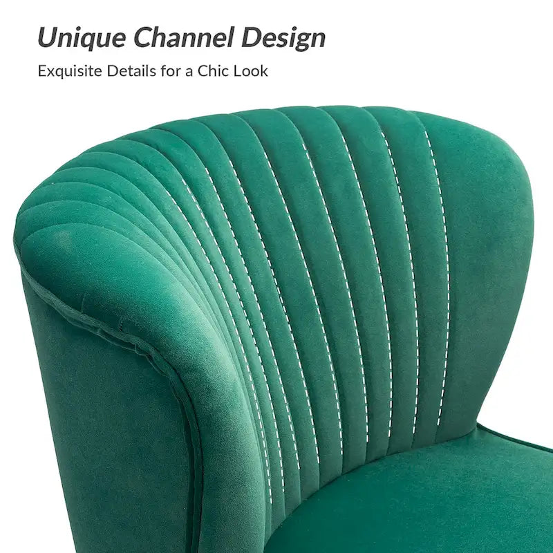 Poltroncina laterale moderna d’accento Monica 22W, imbottita e trapuntata, con gambe dorate, di HULALA HOME