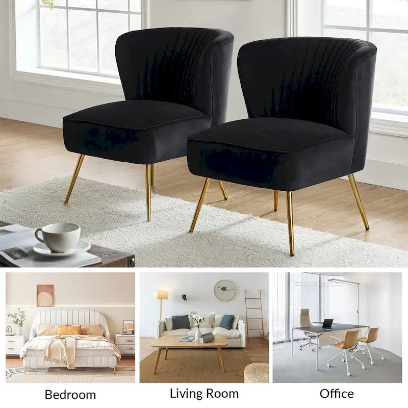 Poltroncina laterale moderna d’accento Monica 22W, imbottita e trapuntata, con gambe dorate, di HULALA HOME
