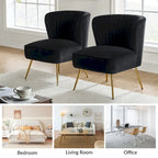 Poltroncina laterale moderna d’accento Monica 22W, imbottita e trapuntata, con gambe dorate, di HULALA HOME
