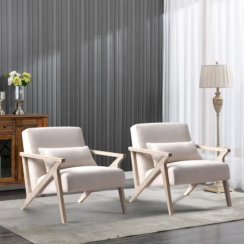 Sillón decorativo Ebello tapizado en madera maciza para la sala de estar