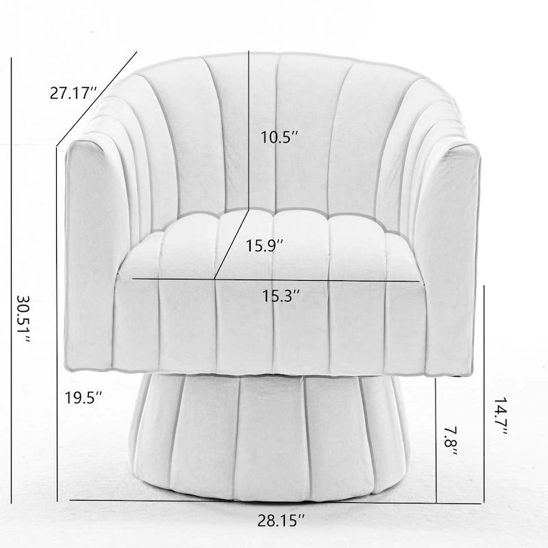 SEYNAR Mid-Century Swivel PU Leather Tufted Round Accent Barrel Chair set of 2