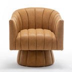 SEYNAR Mid-Century Swivel PU Leather Tufted Round Accent Barrel Chair set of 2
