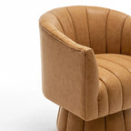 SEYNAR Mid-Century Swivel PU Leather Tufted Round Accent Barrel Chair set of 2