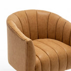 SEYNAR Mid-Century Swivel PU Leather Tufted Round Accent Barrel Chair set of 2