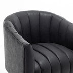SEYNAR Mid-Century Swivel PU Leather Tufted Round Accent Barrel Chair set of 2